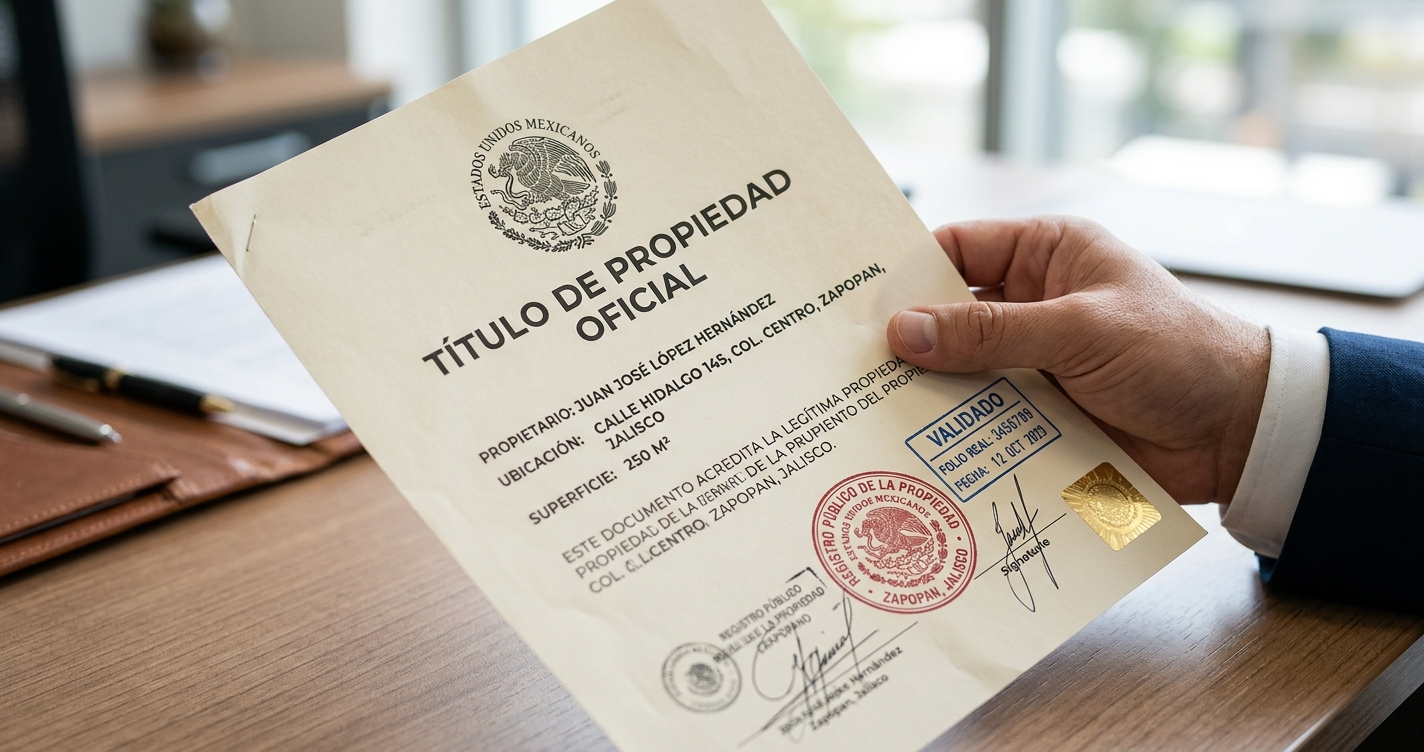 Título de propiedad oficial validado, ejemplo de titularidad clara