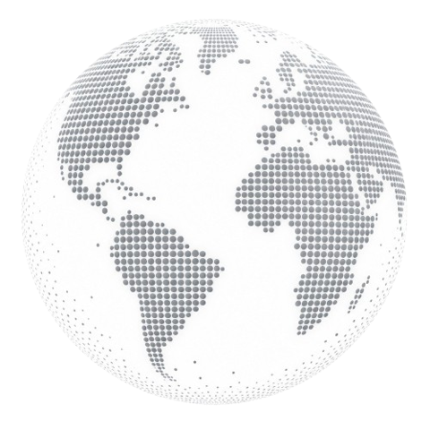 Globo terráqueo estilizado que representa el alcance internacional de IBC